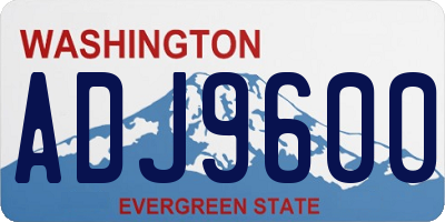 WA license plate ADJ9600