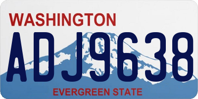 WA license plate ADJ9638