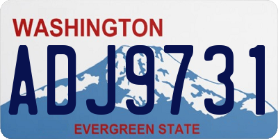 WA license plate ADJ9731