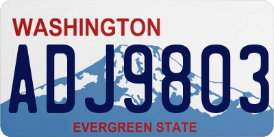 WA license plate ADJ9803