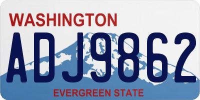 WA license plate ADJ9862