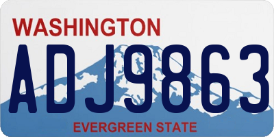 WA license plate ADJ9863