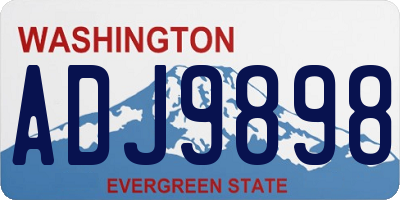 WA license plate ADJ9898