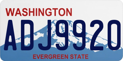 WA license plate ADJ9920
