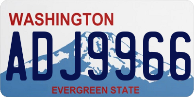 WA license plate ADJ9966