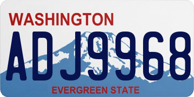WA license plate ADJ9968