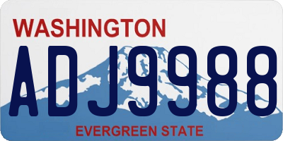 WA license plate ADJ9988