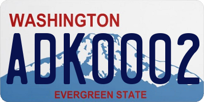 WA license plate ADK0002