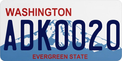 WA license plate ADK0020