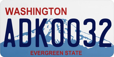 WA license plate ADK0032