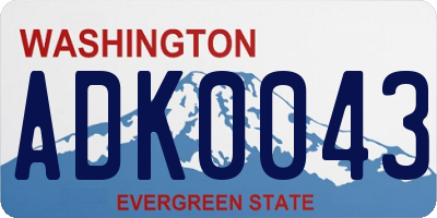 WA license plate ADK0043