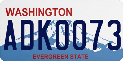 WA license plate ADK0073