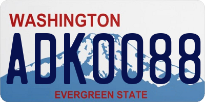 WA license plate ADK0088