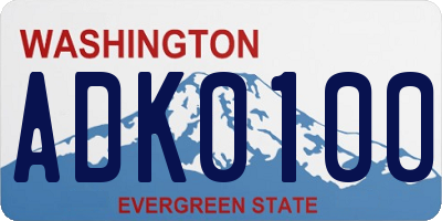 WA license plate ADK0100