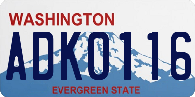 WA license plate ADK0116