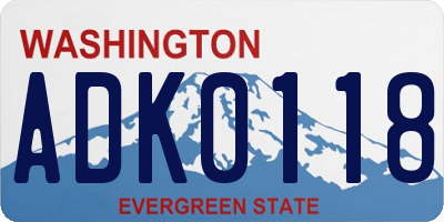 WA license plate ADK0118