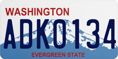 WA license plate ADK0134