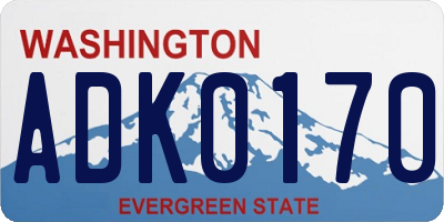 WA license plate ADK0170