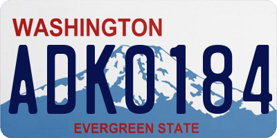 WA license plate ADK0184