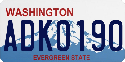 WA license plate ADK0190