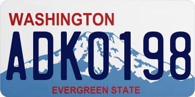 WA license plate ADK0198