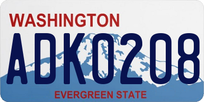 WA license plate ADK0208