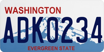 WA license plate ADK0234