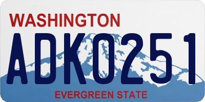WA license plate ADK0251