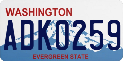 WA license plate ADK0259