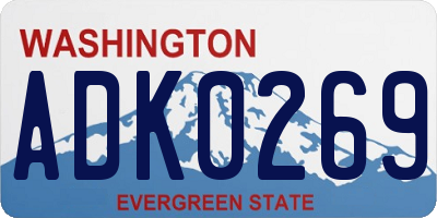 WA license plate ADK0269