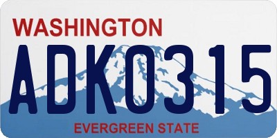 WA license plate ADK0315