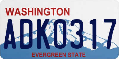 WA license plate ADK0317