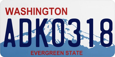 WA license plate ADK0318