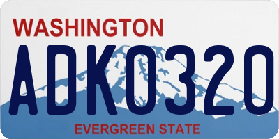 WA license plate ADK0320