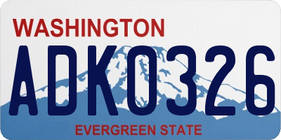 WA license plate ADK0326
