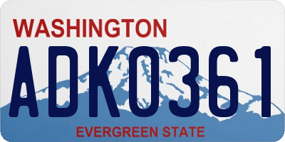 WA license plate ADK0361