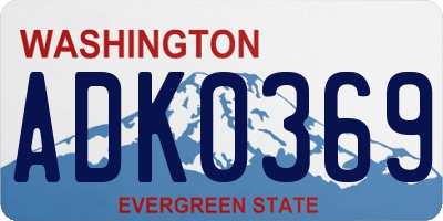 WA license plate ADK0369