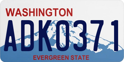 WA license plate ADK0371