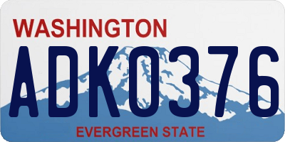 WA license plate ADK0376