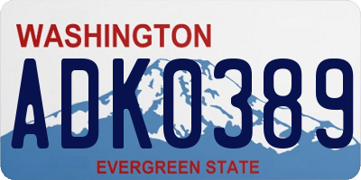 WA license plate ADK0389