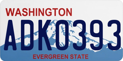WA license plate ADK0393