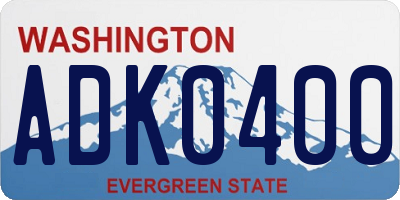 WA license plate ADK0400