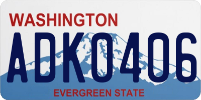 WA license plate ADK0406