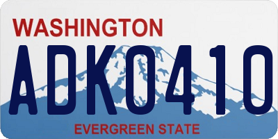 WA license plate ADK0410