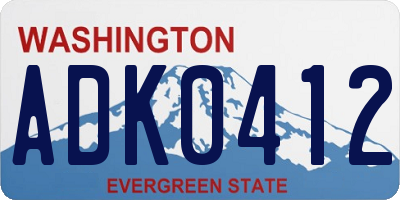 WA license plate ADK0412