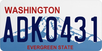 WA license plate ADK0431