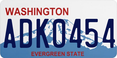 WA license plate ADK0454