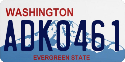 WA license plate ADK0461