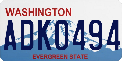WA license plate ADK0494