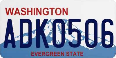 WA license plate ADK0506